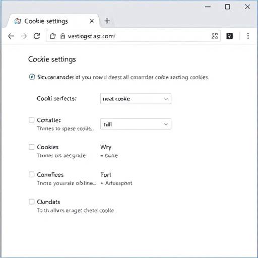 Captura de pantalla de la configuración de cookies de un navegador web, mostrando las opciones para aceptar, rechazar o administrar las cookies