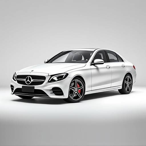 Mercedes-Benz Clase C blanco, modelo 2024, mostrando su elegante diseño en un estudio fotográfico
