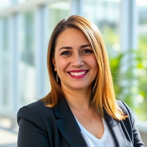 Retrato de Elena Rodríguez, Directora General de Auto Galaxia, sonriendo amablemente